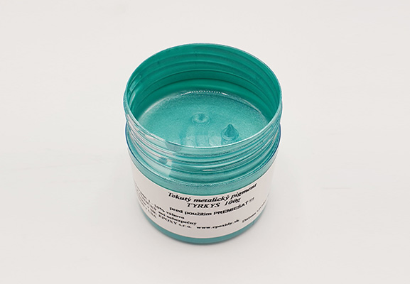 Tyrkysový metalický tekutý pigment
